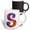 Multicolor, variant on 3drose, Colorful Monogram Letter S, 11oz Two-tone Green Mug
