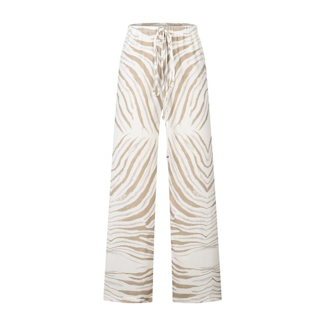 Pantalones con cordones estampados sueltos casuales de primavera y verano para mujer Pompotops ulkah939777