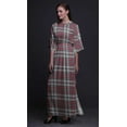 thumbnail image 2 of Bimba Rayon Gingham Check Smocked Waist Printed Gown Maxi Side Slit LadiesÂ&nbsp;Dress-XSmall, 2 of 6