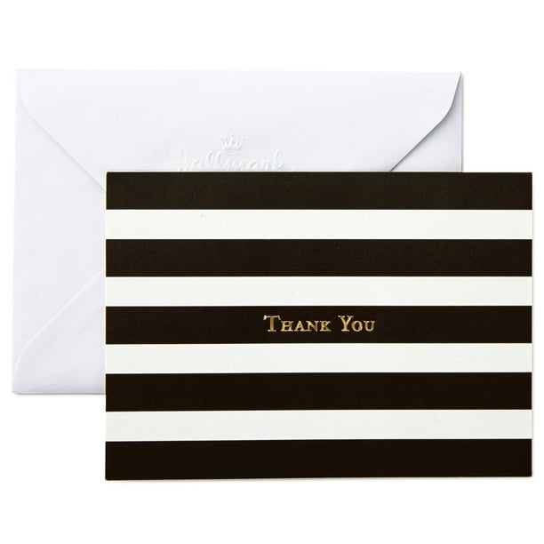Hallmark blank thank you notes black and white striped 40 ct