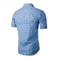 thumbnail image 2 of Camisa con mangas cortas hueso de pez de algodón hombres Patrón Azul 56 Unique Bargains Camisa, 2 of 7