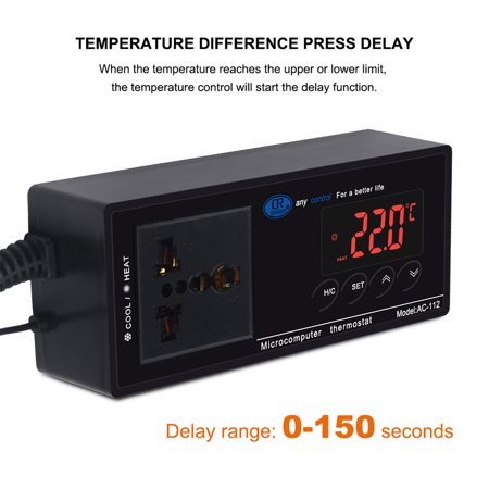 Lepmerk Digital Temperature Controller Thermostat Outlet Reptile Thermostat Controlled with Heating & Cooling Mode for Chest Freezer Home Brewing Green House Incubation Reptiles -40?~110? Plug