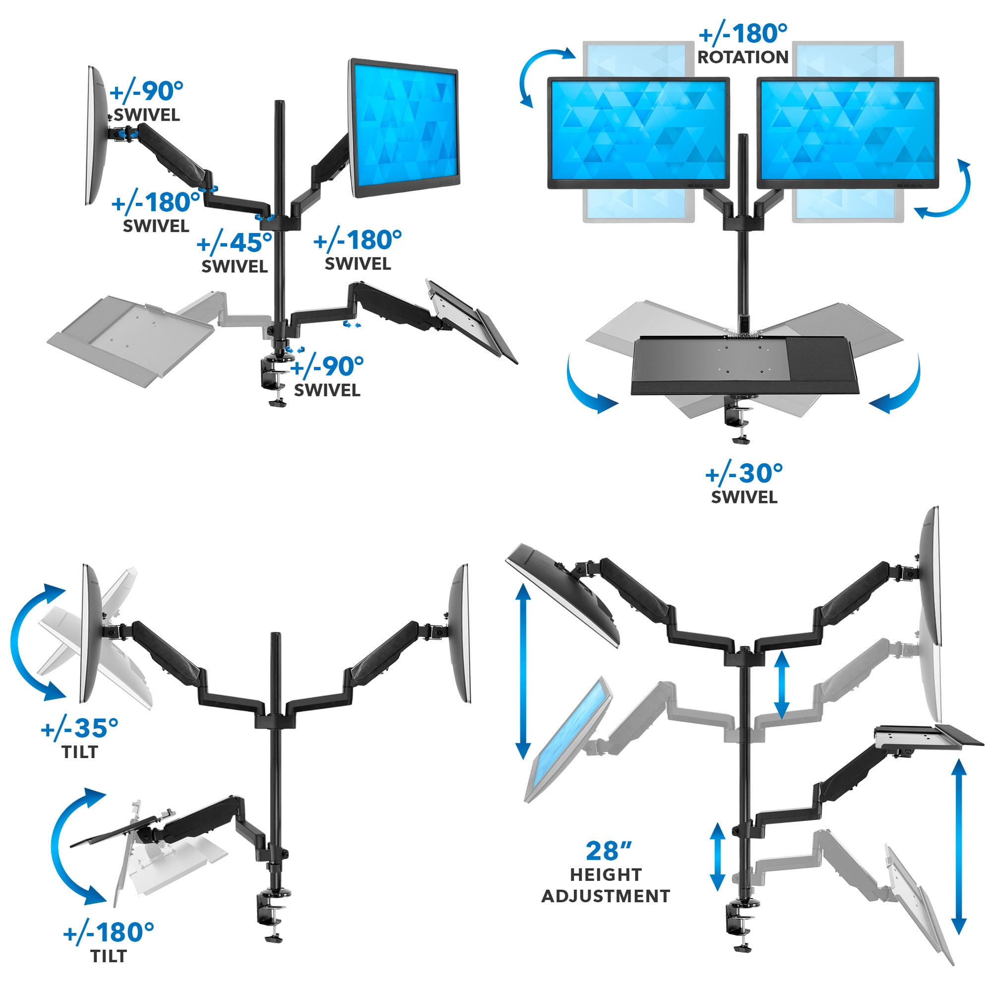 Mount-It! Dual Monitor Sit-Stand Desk Mount | Fits 17"-32" Computer Screens
