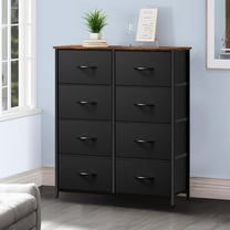 DEXTRUS Fabric Dresser with 8 Drawers for Bedroom for Adult, Black or Rustic Brown