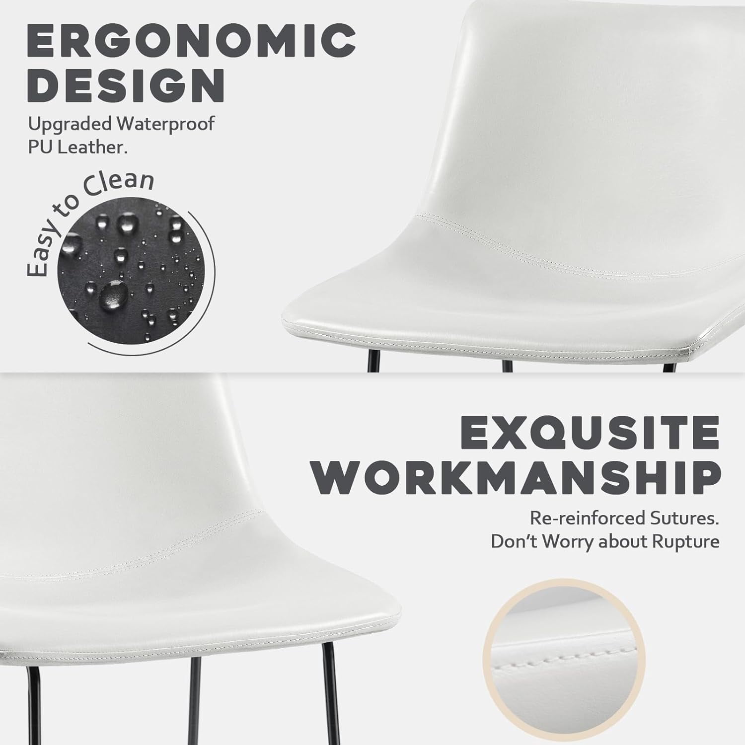 Vitesse 26 Inch Faux Leather Counter Bar Stools with Back, White (Set of 4)
