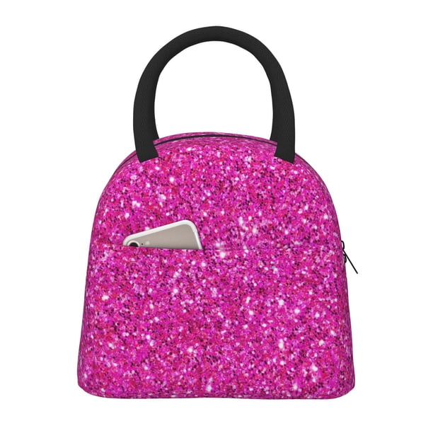 Fotbe Rose Red Glitter Bolsa de Almuerzo con Estampado, Lonchera Aislada, Contenedor de Comida Reutilizable Tipo Cooler a Prueba de Fugas