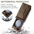 thumbnail image 2 of SaniMore Case for Samsung Galaxy Z Flip 5 6.7" 2023, Retro PU Leather Case Soft TPU Inner Detachable Magnetic Folding Card Pocket Flip Kickstand Anti-drop Shockproof Protectiive Cover, Coffee, 2 of 9
