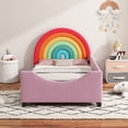 thumbnail image 7 of Rainbow Upholstered Daybed Low to The Ground Design, Twin Size, Colorful & Pink, 7 of 7