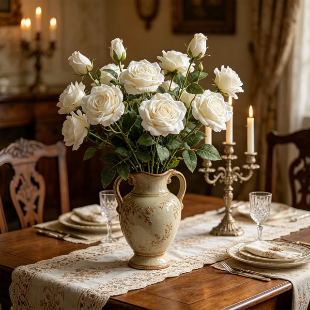 Rewenti Rose Simulation Flower Living Room Soft Decoration Flower Arrangement Ornament Fake Floral Photography Prop