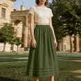 thumbnail image 5 of Purcolt Womens Maxi Skirts Summer Boho Flowy Tiered Casual Elastic High Waisted Swing A-line Long Skirts with Pockets, 5 of 6