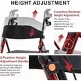 thumbnail image 3 of Aukfa Lightweight Rollator Walker with Seat,8" Big Wheels All Terrain Portable Rolling Walker for Seniors,350 lbs Capacity, Red, 3 of 5