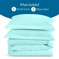 thumbnail image 4 of Aqua-Blue Twin/Twin-XL ( 68" x 90" ) Size 100% Cotton Duvet Set, 800 Thread Count, Stripe Pattern, 1-Piece Comforter Cover with Zipper Closure & 2-Pillow Shams– Hotel Quality, All-Season, 4 of 5