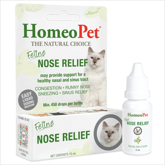 HomeoPet Feline NOSE RELIEF Nasal and Sinus Health Support Drops for Cats, 15 mL