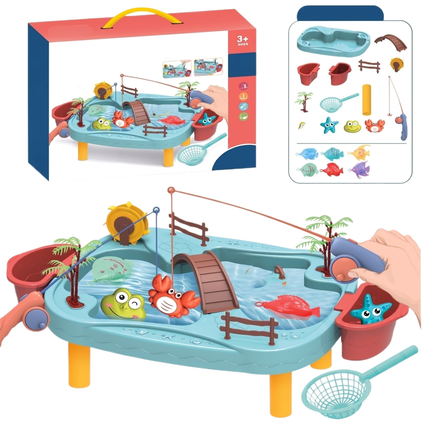 Water table, water table for toddlers 1-3, toddler water table, Kids Water Play Table with Running Water, Floating Fishing Game, Sensory Activity Toy for Boys Girls
