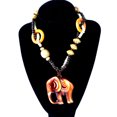thumbnail image 4 of Collar con colgante de elefante de madera, joyería Bohemia, cuentas largas hechas a mano de estilo étnico, collar con colgante de elefante de madera, 4 of 5