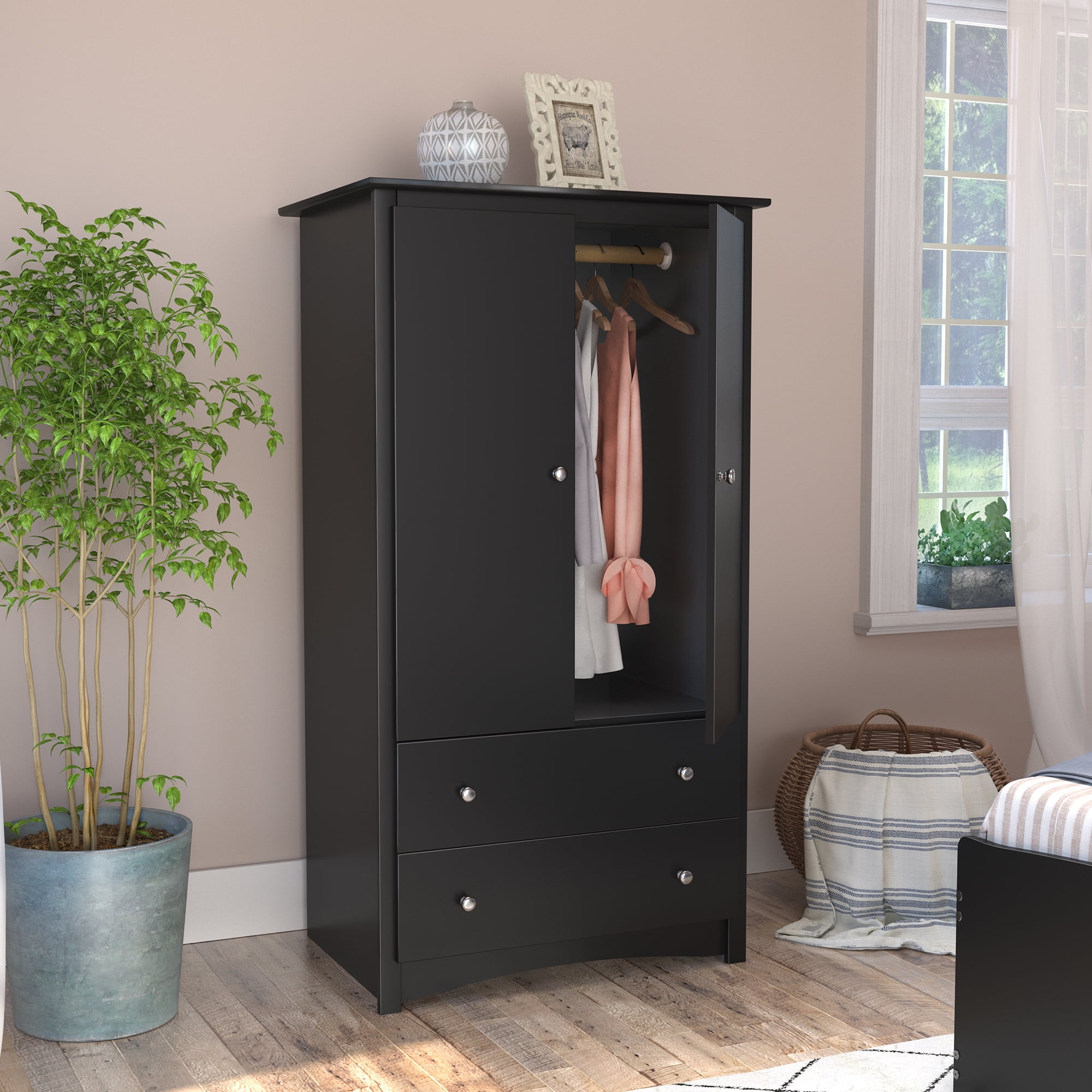 Prepac Sonoma 2-Door Armoire, Black - Walmart.com