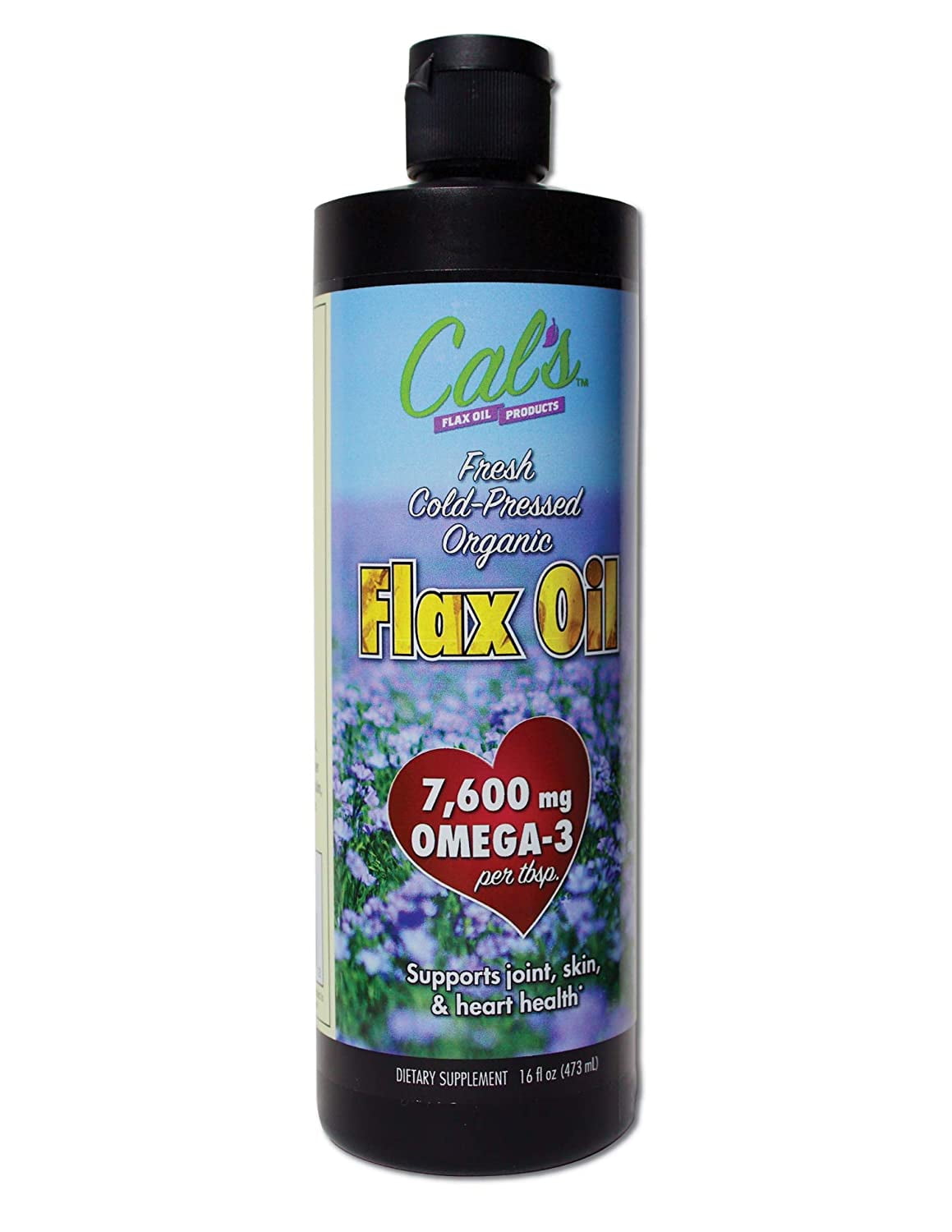 Cal's Flax Oil - Essential, Organic Omega-3, Pure, 100% Cold-Pressed, Virgin, Unrefined & Organic - Vegetarian Source of Omega-3 for Skin, Joint, Heart, Brain, & Nerve Health Support, 16oz