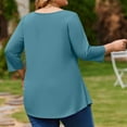 thumbnail image 6 of Tunic Tops for Women Plus Size 3/4 Sleeve Crew Neck Swing Flare Loose T-Shirt Blouses to Wear with Leggings Light Blue L, 6 of 6