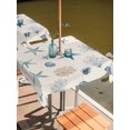 thumbnail image 2 of Outdoor Tablecloth with Umbrella Hole for Patio/Picnic/Party/Camping, Blue Starfish Coastal Waterproof Table Cloth Square Cover Washable, Summer Beach Coral Linen Texture (54"x 54"), 2 of 8