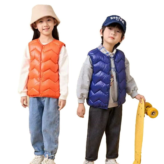 Godderr Boys Girls Winter Vest Jacket for Baby Kids,Fall Winter Padded Outerwear Warm Waistcoat Down Sleeveless Coats for 2-10 Years