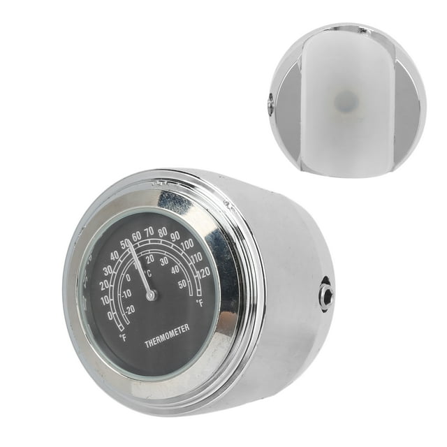 Motorcycle Handlebar Thermometer Clock Weatherproof Temperature Gauge for Vehicles 7/8in-1in