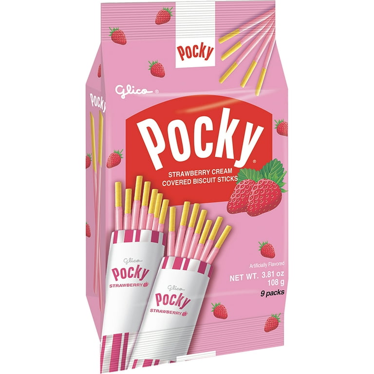 Glico Pocky Strawberry Cream Covered Biscuit Sticks, Party Ready