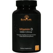 Vitamin D - 5000IU (125mcg) - Best D3 for Men and Women - Pure, Natural, Vegan, and Bioavailable Supplement - Optimal for Bone Health, Immune System, Heart, Brain and Muscle Function - 120 Capsules