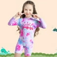 thumbnail image 3 of GYRATEDREAM Toddler Girl Rash Guard Swimsuit One Piece Zipper Swimwear Sun Protection Beachwear Zipper Short Sleeve Bathing Suit 4-8 Years, 3 of 6