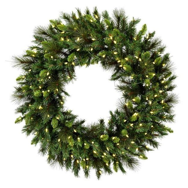 Vickerman G193737LED 36 in. Bangor Mixed Pine Wreath with Dura-Lit 150 LED Warm White Mini Lights