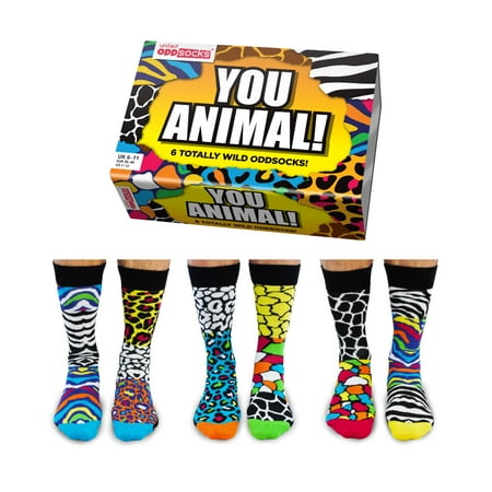 

United Oddsocks You Animal Box 6 Mens Socks Odd Socks Dad Gift for Men US 7-12