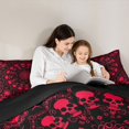thumbnail image 4 of Castle Fairy Abstract Gothic Skull King Size Comforter Sets 3pcs,Boho Floral Damask Comforters King Size,Black Reds,1 Comforter and 2 Pillowcases,Black Reversible, 4 of 6