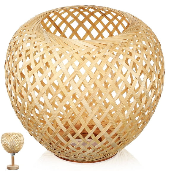 COOPHYA 1Pack Simple Light Shade Woven Bamboo for Bedroom Ceiling Lamp with Soft Lighting 16.5in High