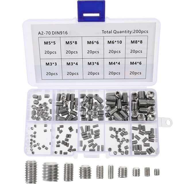 Miangastore Ensemble de Vis en Acier Inoxydable pour Machine Matériau 304 Couleur Argent Design Hexagonal 0.5 Po à 2 Po