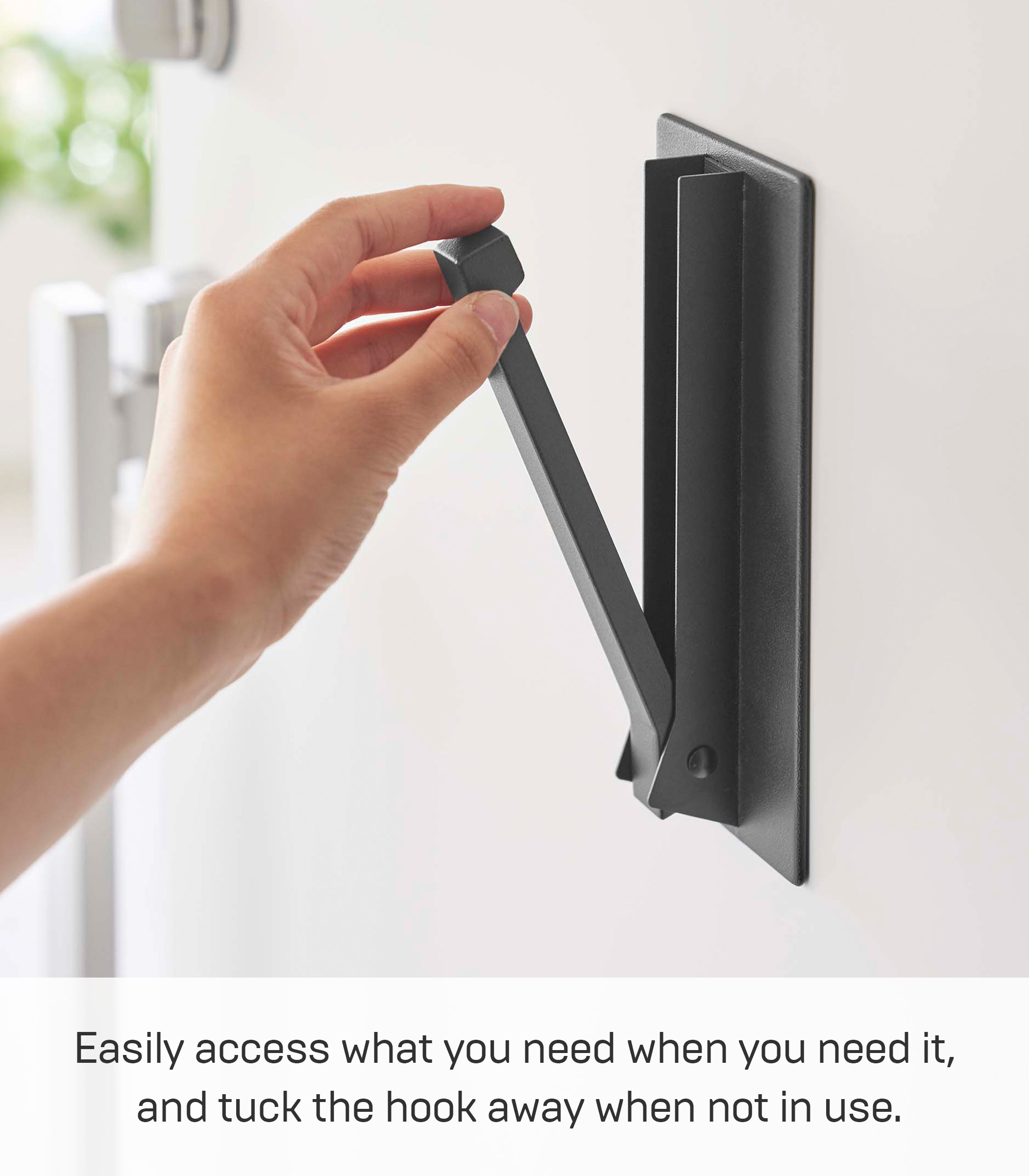 Yamazaki Home Magnetic Folding Hook, Black, Steel, Supports 3.3 pounds, Magnetic, No Assembly