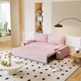thumbnail image 3 of 70.1" Convertible Sleeper Sofa Bed, Modern Foldable Loveseat Sofa Bed with 2 Soft Pillows, 3-in-1 Queen Pull Out Sleeper Couch for Living Room, Office, Bedroom, Apartment, Pink, 3 of 9
