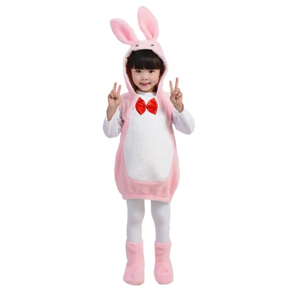 Unisex Kids Easter Bunny Outfit Animal Role Play Dress Up Hooded Long Sleeve Party Outfit Soft Pink 2 Years-3 Years