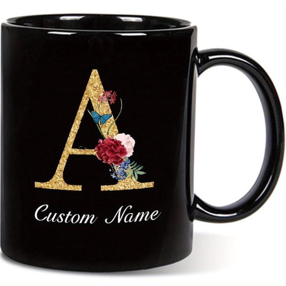 Personalized Mug Vibrant Multicolor 11oz Personalized Alphabet Flower Mug Custom Name Ceramic Cup Reusable Hand Wash Only Home Office Birthday Mother s Day Bridesmaid Gifts Christmas Bride Cup