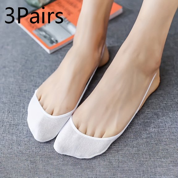 3 Pairs Invisible Boat Socks Women Summer Thin Breathable Soft Socks for High Heels Shoes Ultra-Thin