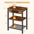 thumbnail image 4 of JIOABL 3-Tier Side Table with USB & AC Charging Station, Adjustable Shelves, Multi-Use for Living Room & Bedroom, Rustic Brown, 4 of 8