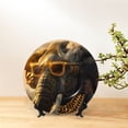 thumbnail image 6 of Daiia Cool Sunglasses Elephant Art Printed Pattern Ceramic Plate Dinner Plates Bone China Decorative Plates with Display Stand Art Ceramic Ornaments for Wall Hanging Decoration-8in, 6 of 6