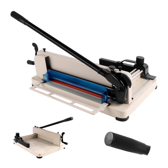 Muweixin 12in Heavy Duty Paper Cutter, 400 Sheets Capacity High Speed Steel Blade Paper Trimmer, White A4 Stack Cutter with Security Lock for Office Commercial Use