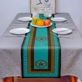 thumbnail image 4 of Table Runner Dresser Scarves 72 Inch Long, Western Star with Barb Wire Wheat Linen Dining Table Runners Farm Rustic Teal Brown Black Tabletop Scarf for Wedding Holiday Party Kitchen, 4 of 7