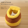 thumbnail image 5 of Nido para gatos Honey Pot cálido, suave y cómodo en otoño e invierno, nido profundo para dormir para gatos y perros, desmontable y lavable con acolchado grueso en el interior, 5 of 5