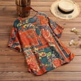 thumbnail image 4 of ZANZEA Ladies Short Sleeve Blouse Printed Retro T-Shirt Casual Tops, 4 of 11