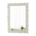 thumbnail image 4 of Sintosin Wall Mirror 29x30 Inch Square, Distressed Wood Frame with Vintage Carved Detail, Farmhouse Aged Finish for Horizontal or Vertical Hanging in Bathroom, Living Room, 4 of 7