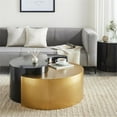 thumbnail image 2 of Galaxy Home Ying Yang Modern Iron Sheet Frame Round Coffee Table in Black/Gold, 2 of 8