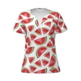 thumbnail image 3 of Naloa Hand Drawn Watermelon Print T-Shirts Short Sleeve V Neck Tees for Women Fashion Tops Trendy Lightweight Soft Casual Summer Outfits Clothes, 3 of 5