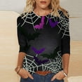 thumbnail image 2 of Halloween 3/4 Length Sleeve Womens Tops,Halloween Women 3/4 Sleeve Tops 2023 Elbow Length Crewneck Cute Pumpkin Graphic Tshirt Three Quarter Sleeve Casual Blouse Tees Tunic, 2 of 5