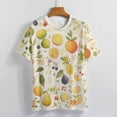 thumbnail image 3 of Various Fruits Womens Tops Women's Fashion Casual Short Sleeve Flower Print Round Neck Pullover Top Blouse, 3 of 6