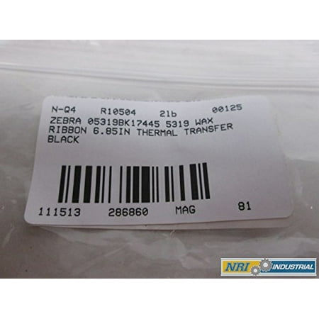 5319 Wax Ribbon - ZEBRA 05319BK17445 ZEBRA 05319BK17445 5319 WAX RIBBON THERMAL TRANSFER BLACK 174X450MM